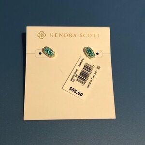 Kendra Scott Gold Tone Grayson Stud Earrings Blue Crystal Accents NWT